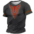African Print Hip Hop Round Neck Short-Sleeve T-Shirt
