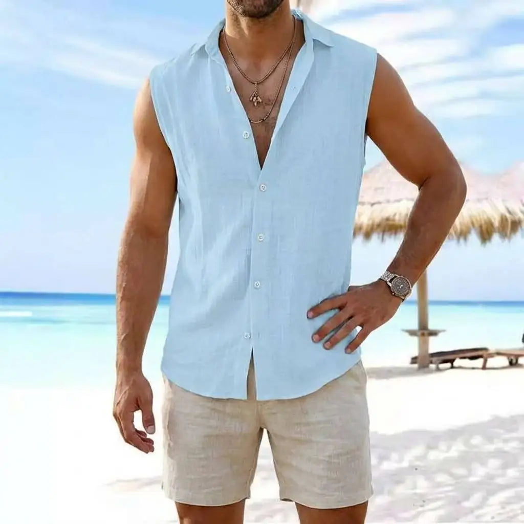 Men's Linen Sleeveless Vest