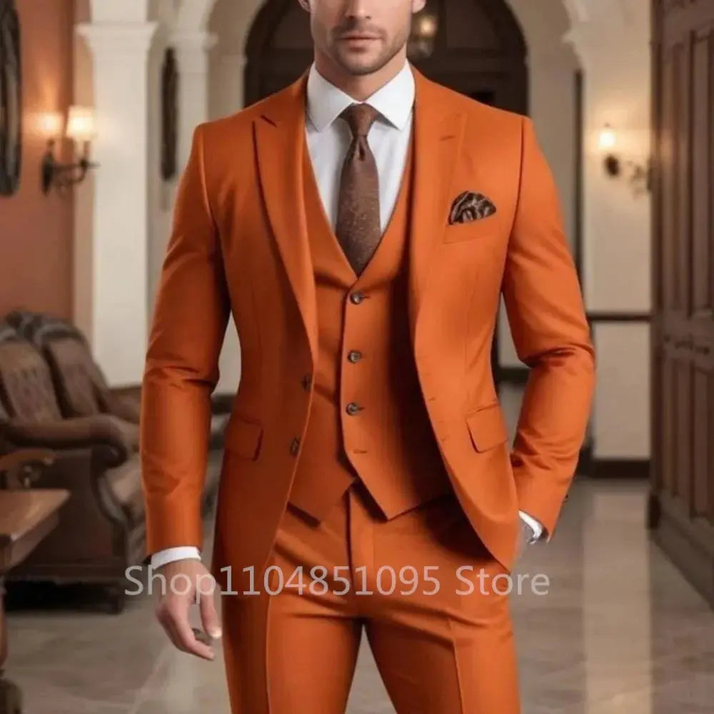 Full view of the men's tailored suit set showcasing structured fit and elegant design.