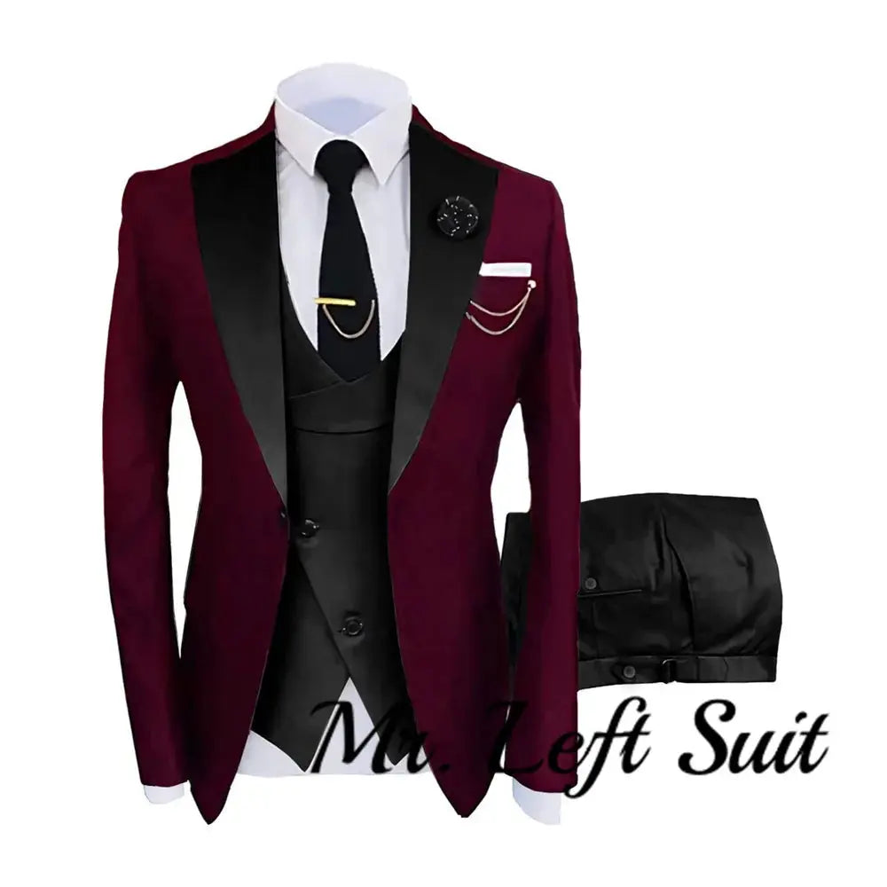 Side view of the sharp tailored suit set, emphasizing its tailored silhouette.