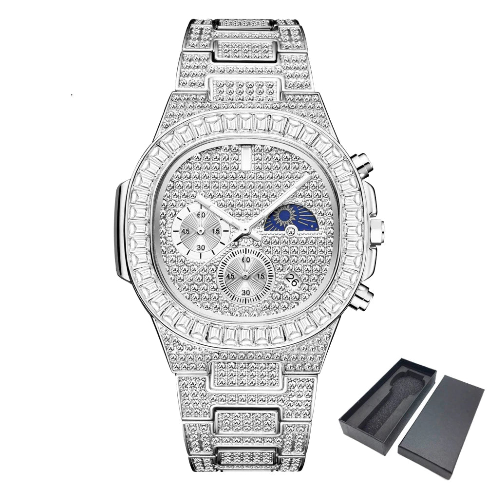Detailed view of diamond embellishments on the Midnight Sparkle watch.