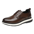 Breathable leather lace-up shoes with expert stitching and timeless solid pattern design