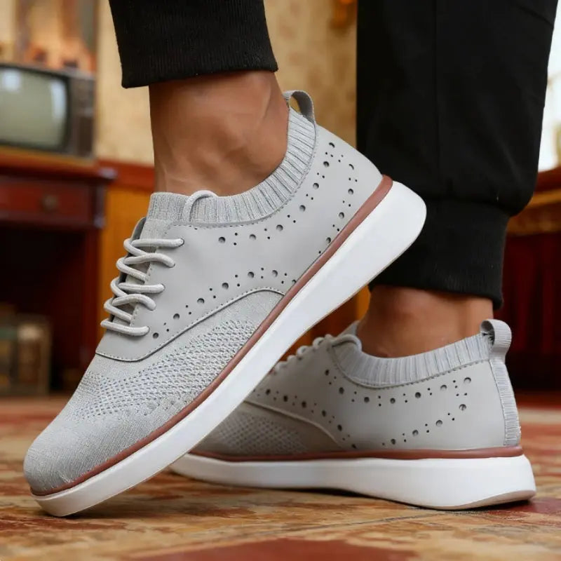 Breathe Easy sneakers in gray Air Mesh, showcasing breathability and modern design.