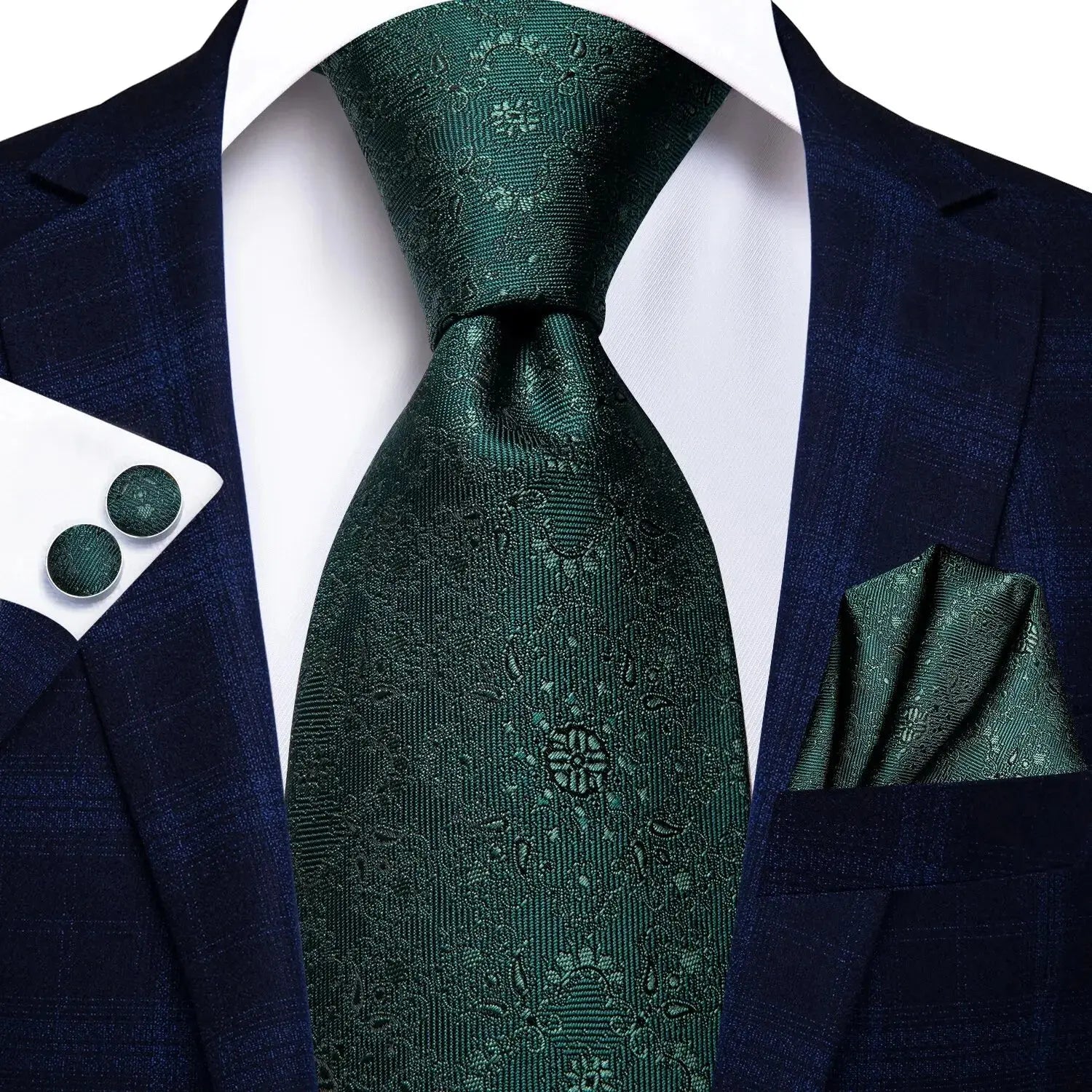 Silk tie set styled for a wedding, showcasing its formal appeal.