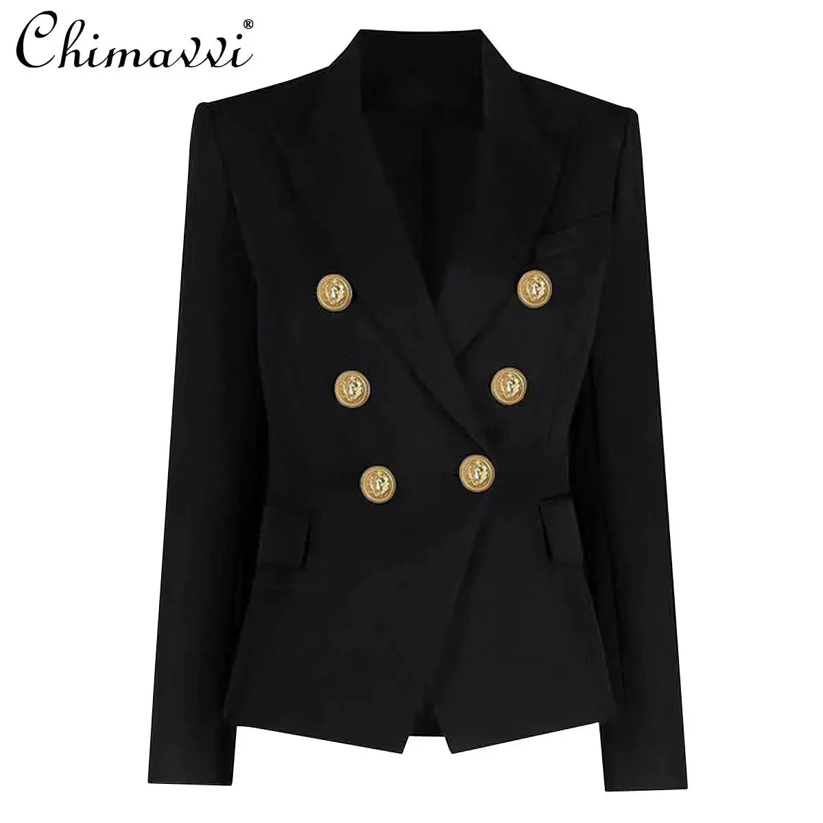 Full view of the tailored chic suit set showcasing its elegant silhouette.