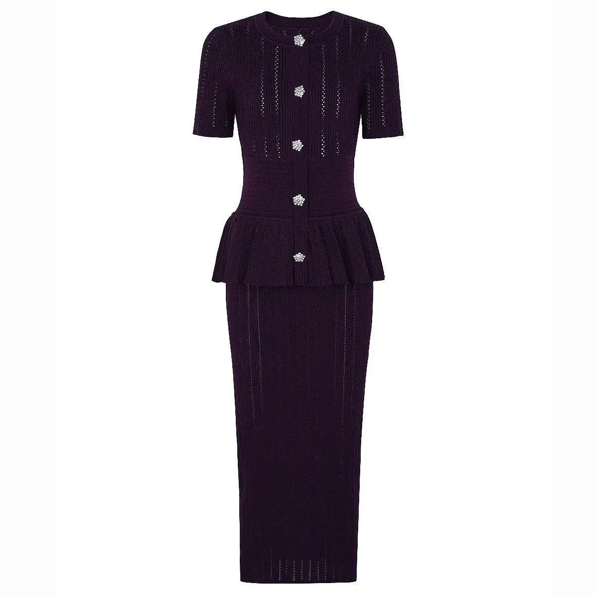 Luxurious fabric blend of the Evening Whispers dress drapes beautifully, enhancing elegance.