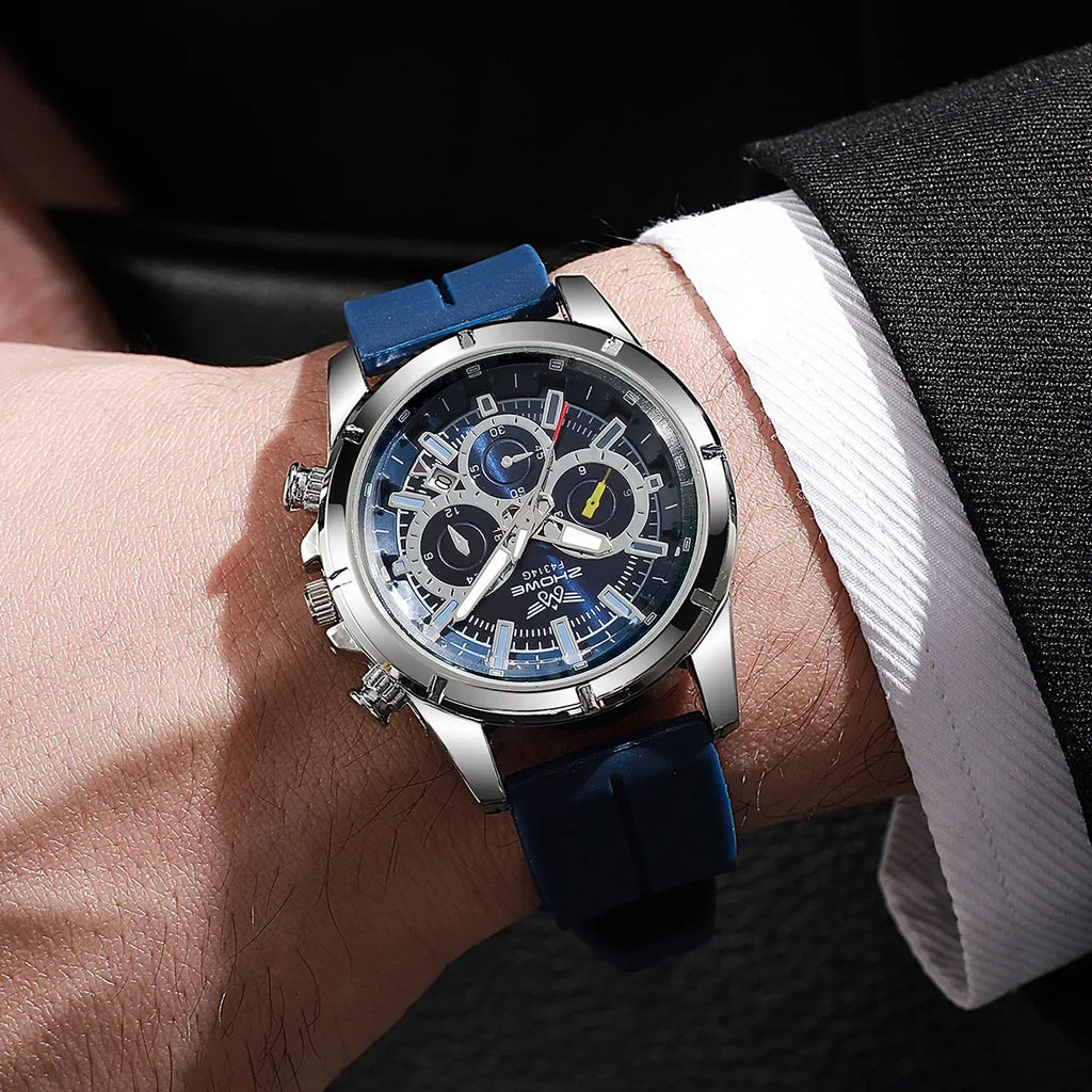 Master Time wristwatch with sleek silicone band and minimalist design.