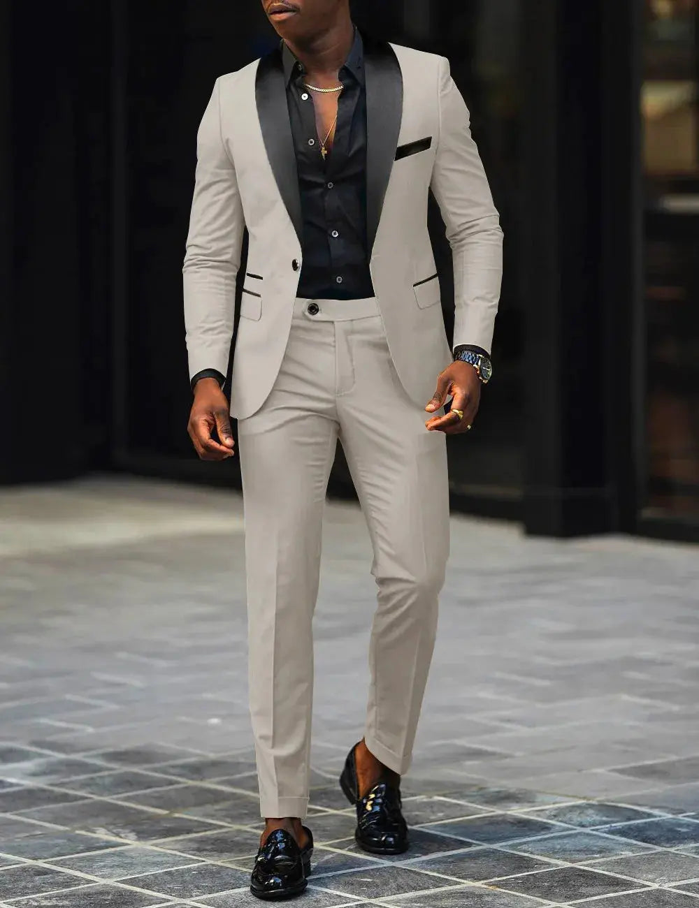Versatile suit perfect for high-stakes meetings or social gatherings.