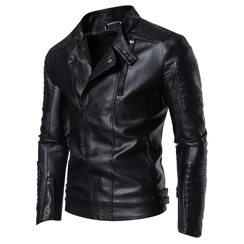 Weatherproof motorcycle jacket in black, ideal for navigating stormy weather with confidence.