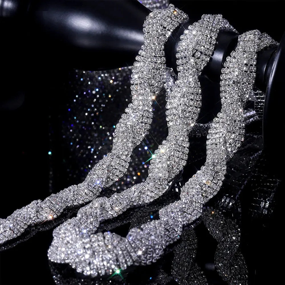 Customizable 90cm rhinestone trim ideal for DIY craft supplies and fashion design.