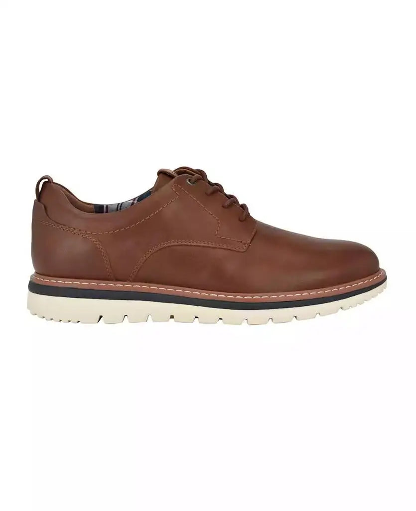 Rich cognac-toned leather dress shoes featuring traditional oxford styling and cushioned footbed for professionals