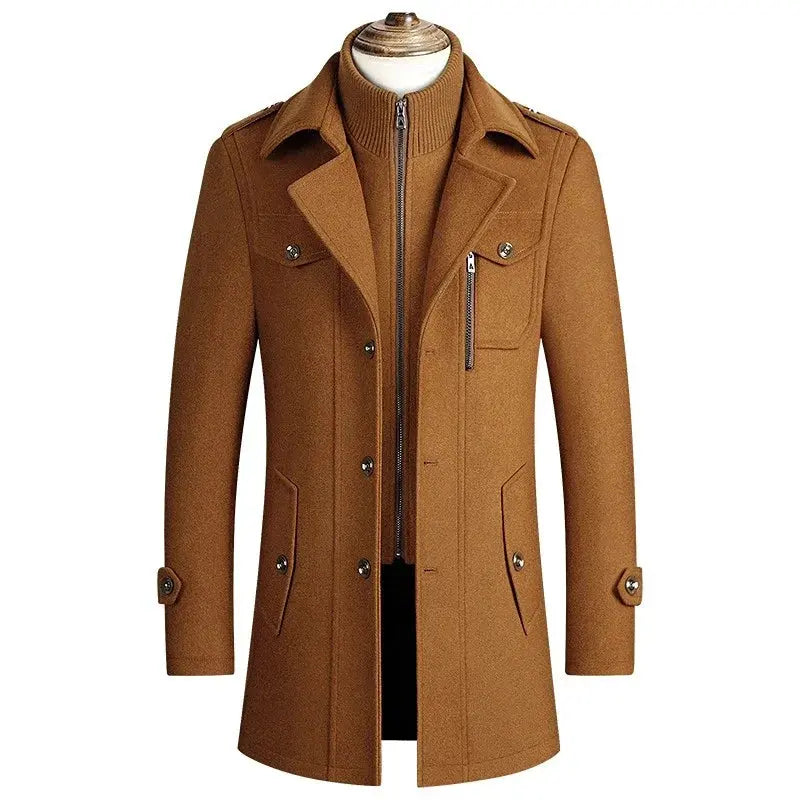 Back view of the tailored cashmere blend coat, highlighting clean lines and fit.