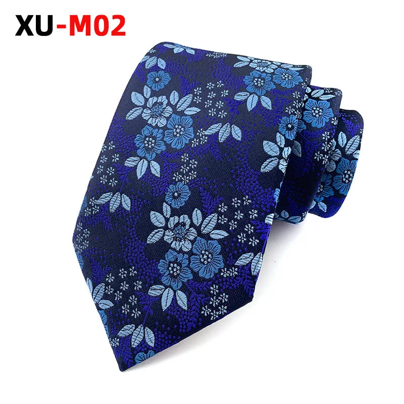 Red jacquard tie paired with a classic white shirt.