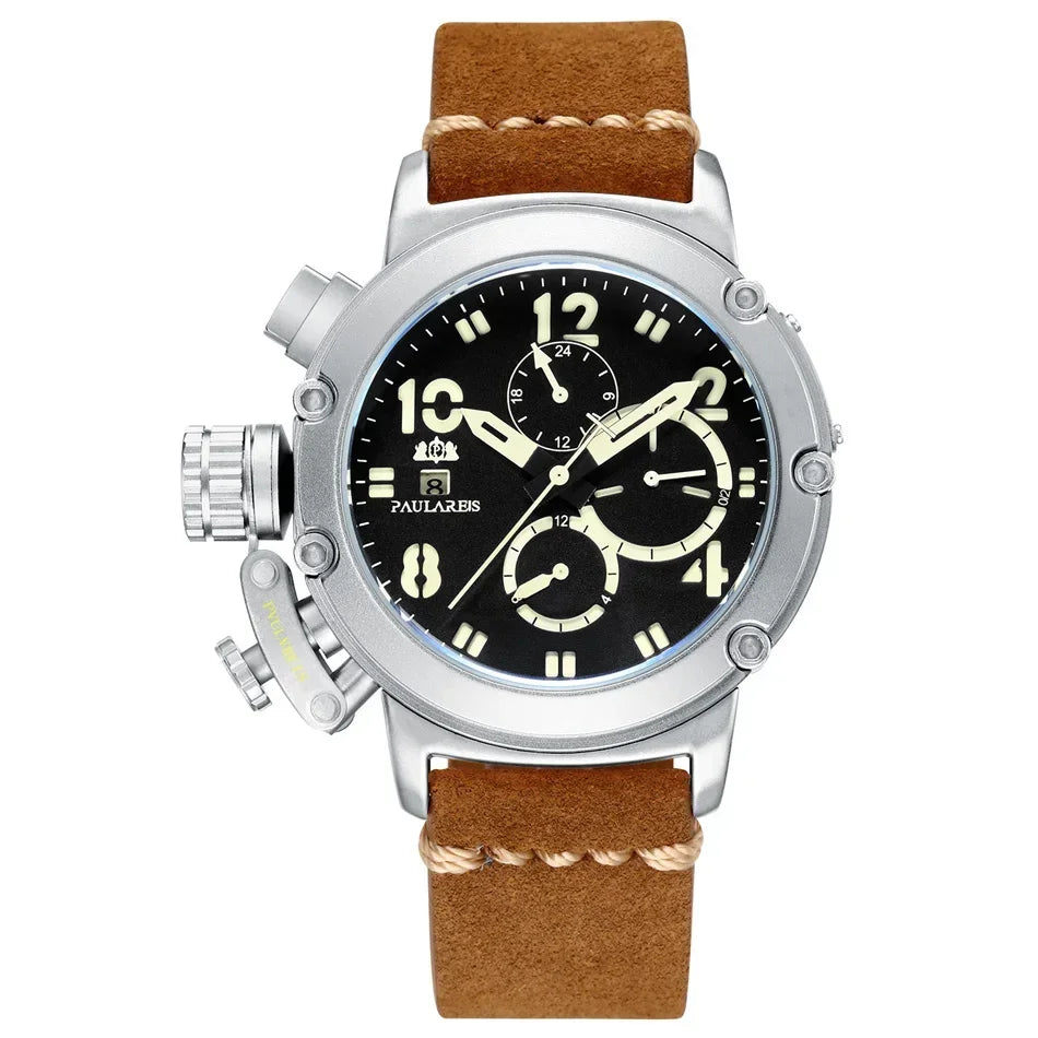 Stylish wristwatch highlighting the intricate craftsmanship of the dial.