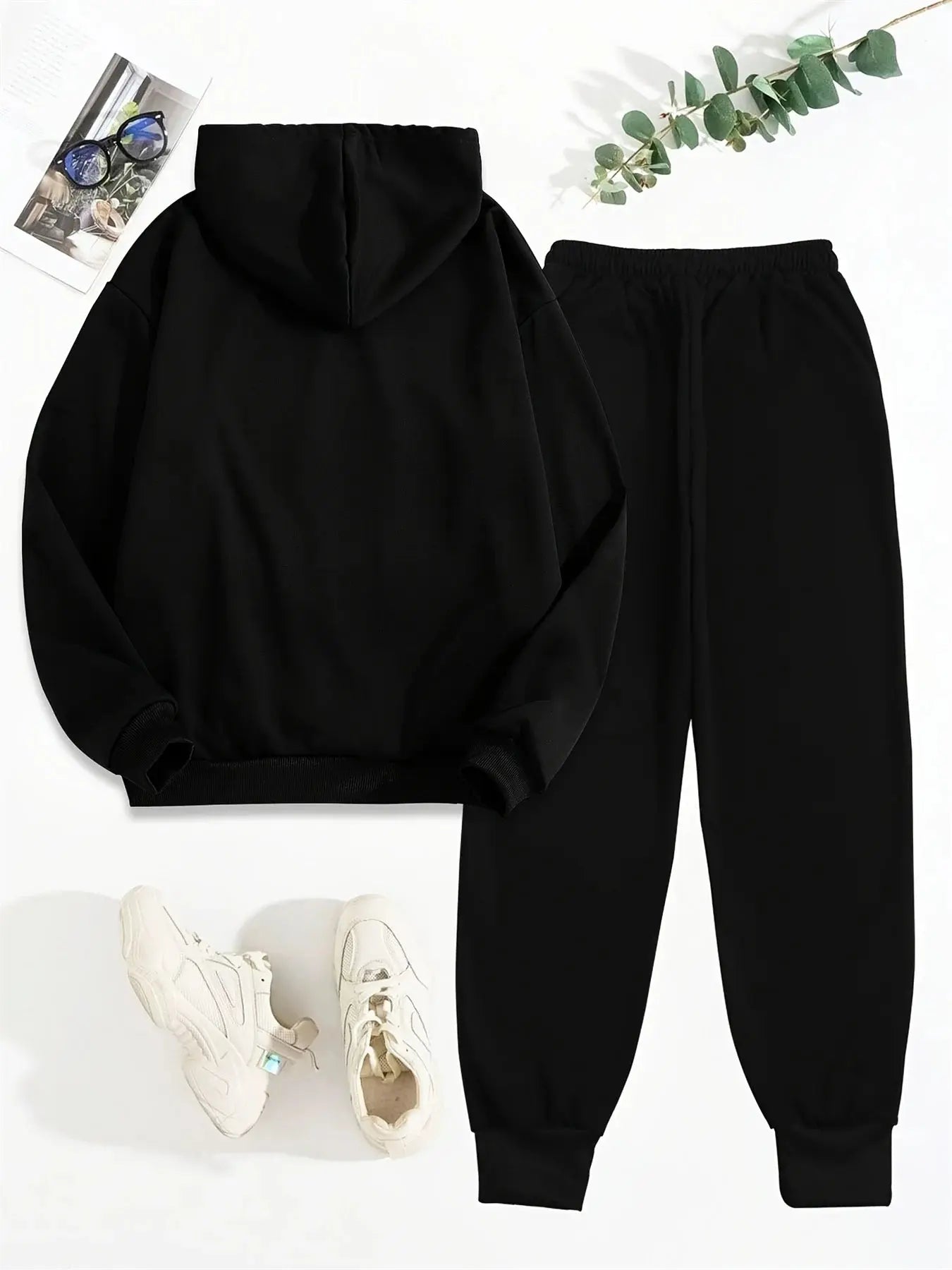 Comfortable loose fit hoodie and pants combo with bold attitude statement lettering for everyday wear
