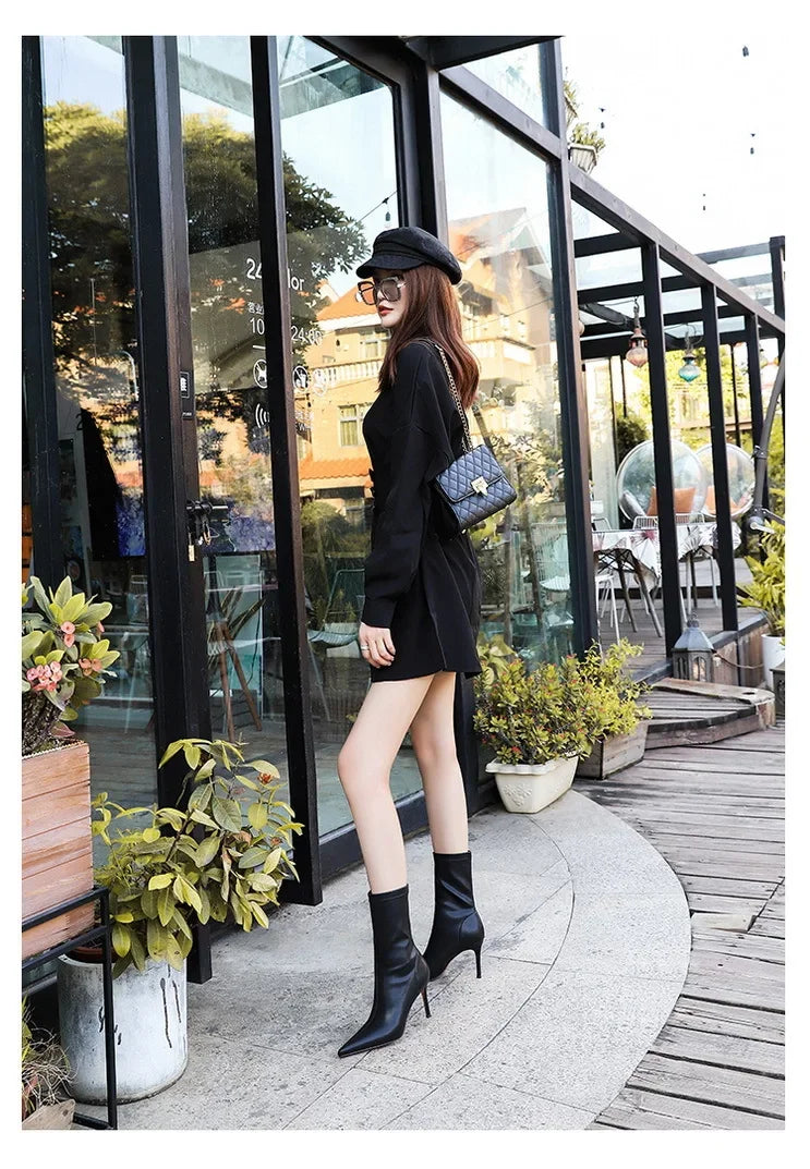 Sophisticated pointed stiletto boots in durable premium leather