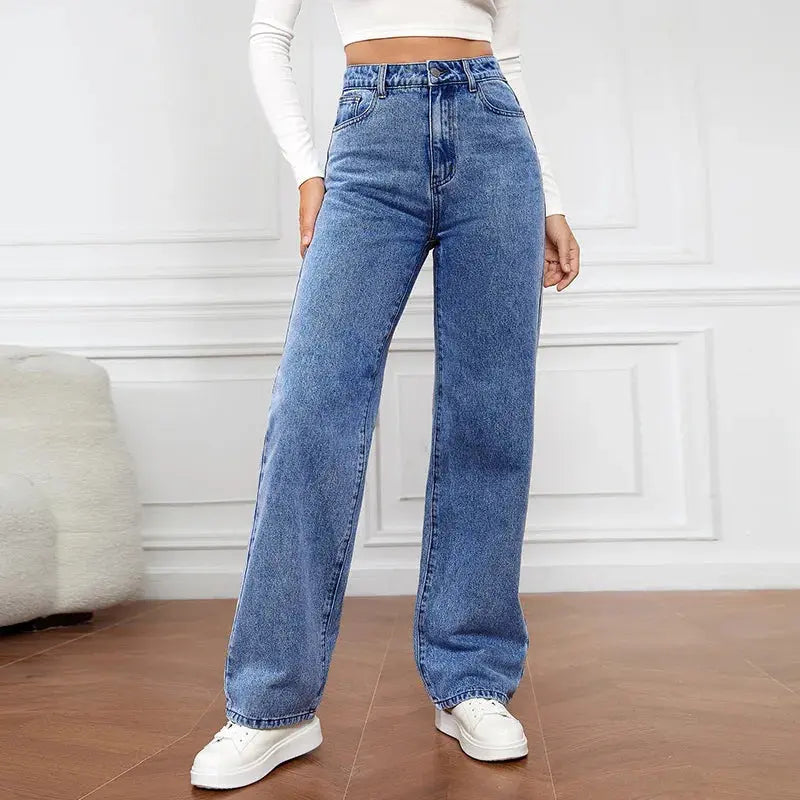Back view of Sunset Strolls Denim, emphasizing tailored craftsmanship and sleek silhouette.