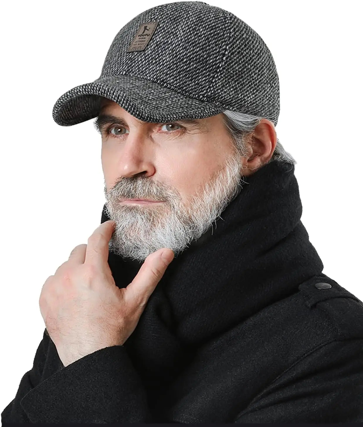 Chill-Proof Cap in black with integrated earmuffs for warmth and style.