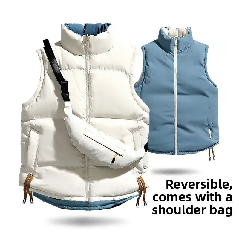 Reversible Chill-Proof Vest in olive green, perfect for layering on cool autumn days.