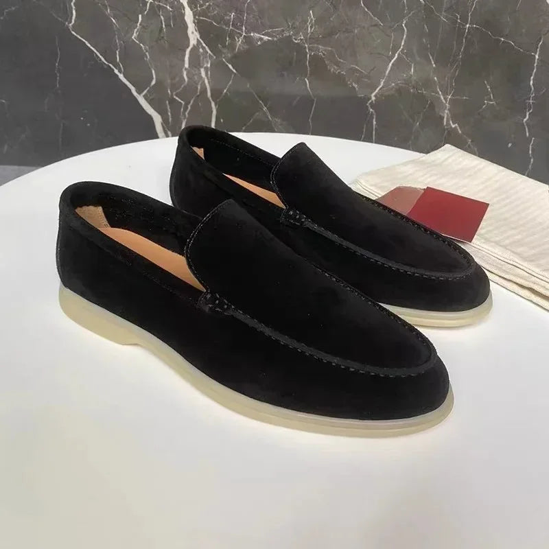 Top view of classic leather loafers showing quality craftsmanship and effortless slip-on entry
