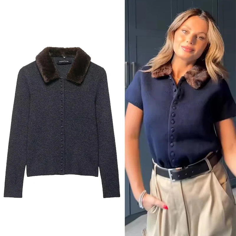 Autumn Whisper Cardigan in soft polyester, perfect for cozy fall layering.