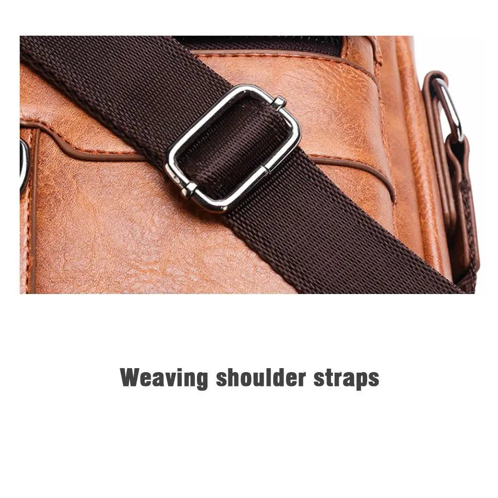 Vintage leather crossbody bag open displaying interior organization and storage capacity