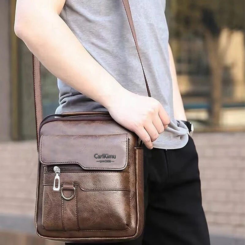 Hands-free business bag with durable polyester lining and refined PU leather exterior