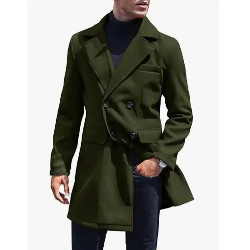 Winter Charisma coat displayed on a mannequin, highlighting its tailored fit and style.