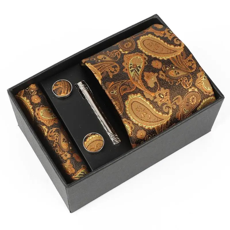 Luxury gift box showcasing the Command the Room silk tie set.