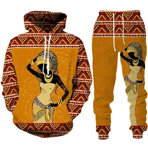 African Heritage 3D Print Hoodie and Pants Tracksuit in vibrant cultural patterns