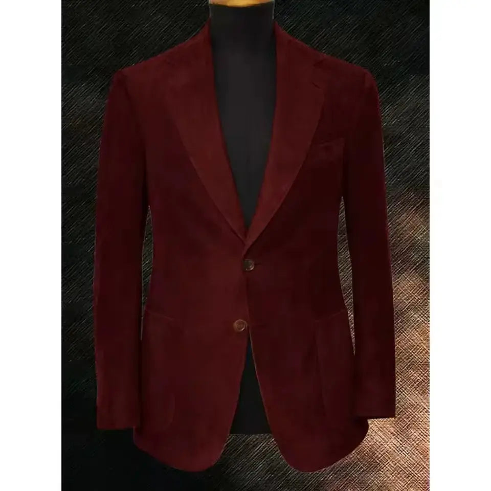 Back view of slim fit tailored jacket, emphasizing its flattering silhouette.