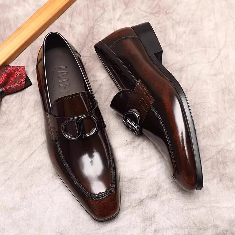 Elegant slip-on design of leather loafers, perfect for business formal occasions.