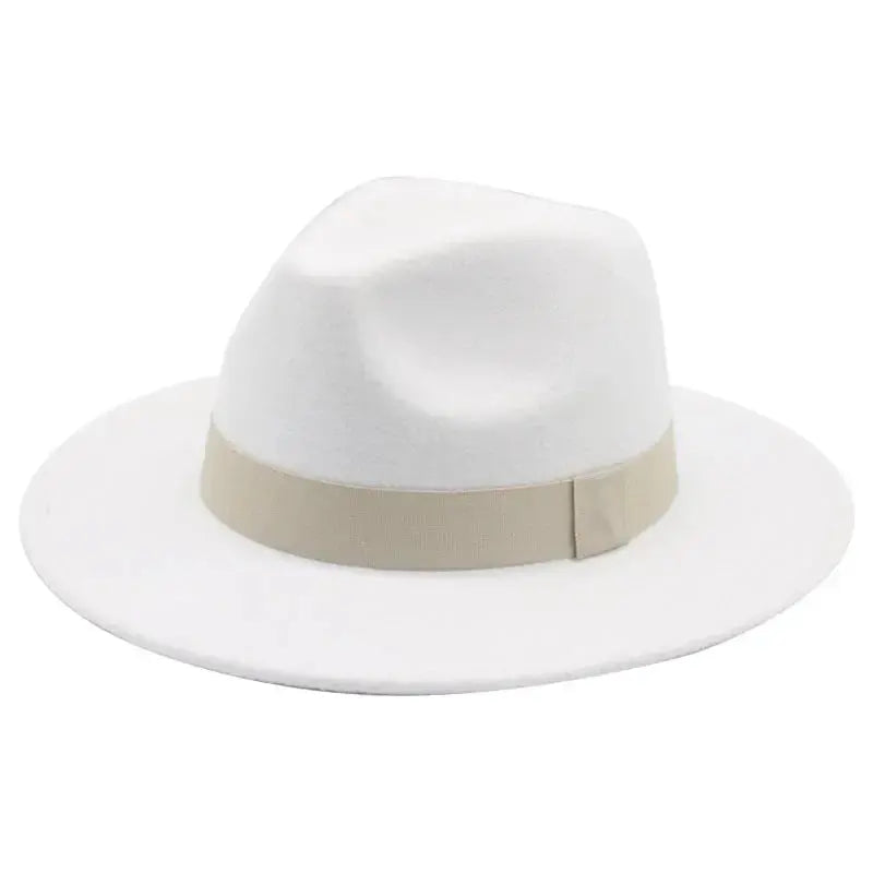 Sophisticated light tan fedora, perfect for weddings and special occasions.