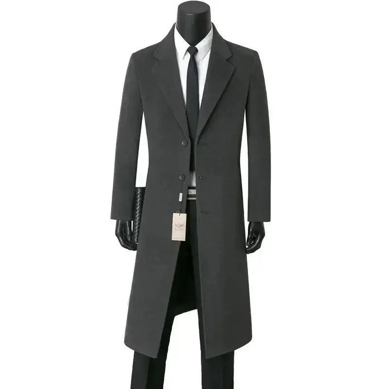 Back view highlighting the coat's classic cut and elegant silhouette.