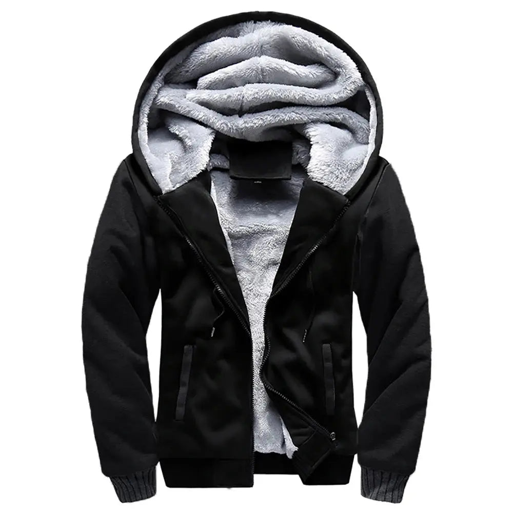 Durable polyester exterior of the Winter Embrace jacket for cold weather.