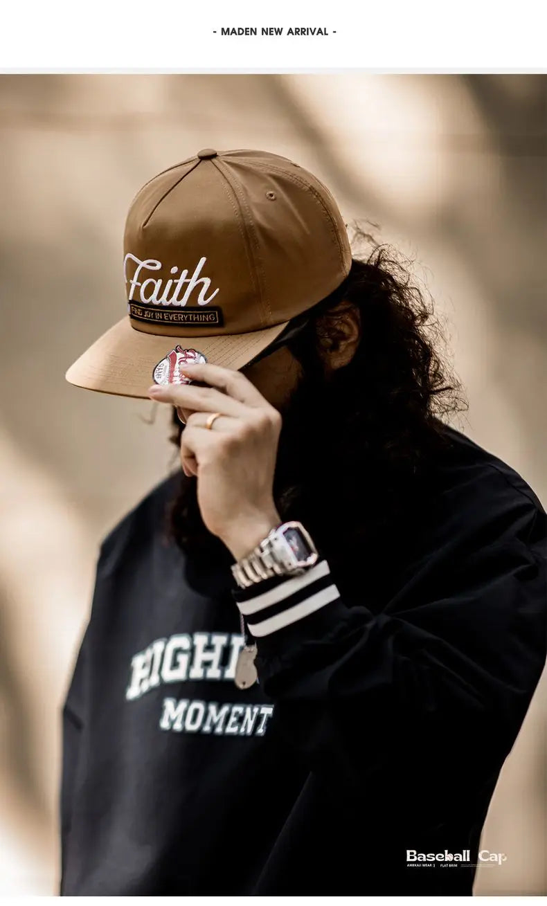 Classic baseball cap with nostalgic embroidered lettering and breathable construction