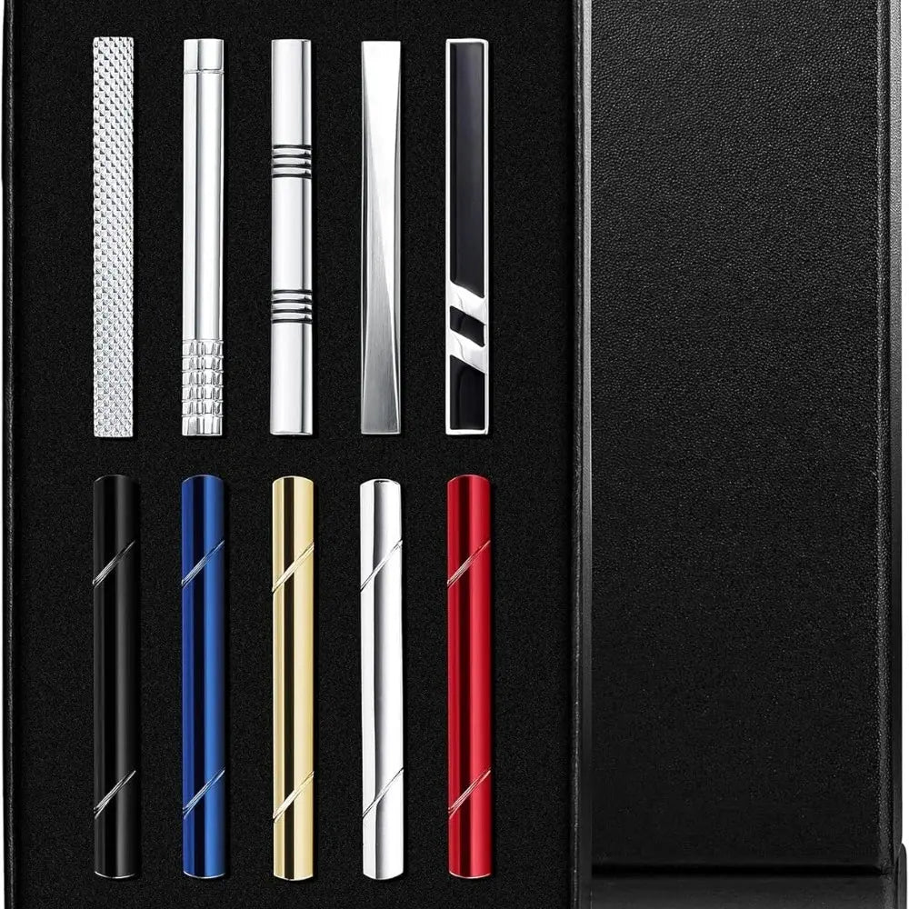 Set of 10 copper tie clips with a sleek finish for professional style.