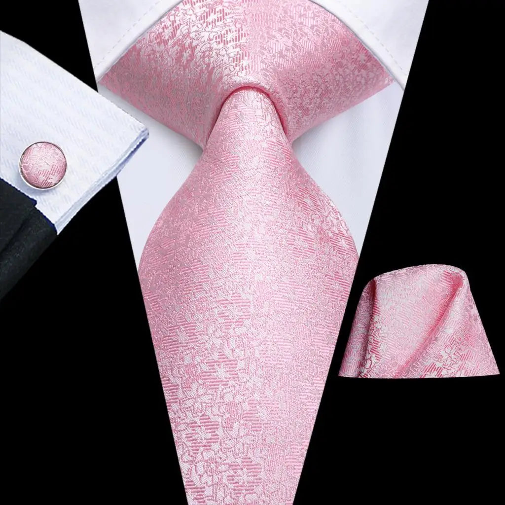 Luxe silk-blend paisley tie with complementary pocket square and cufflinks in curated hues