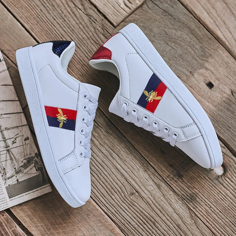 Urban sneakers with bee embroidery detail, lace-up closure, and grippy sole