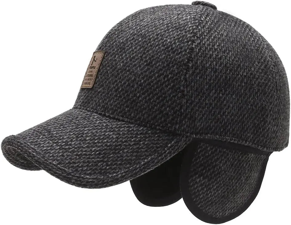 Man wearing Chill-Proof Cap during a winter hike, highlighting cold protection.