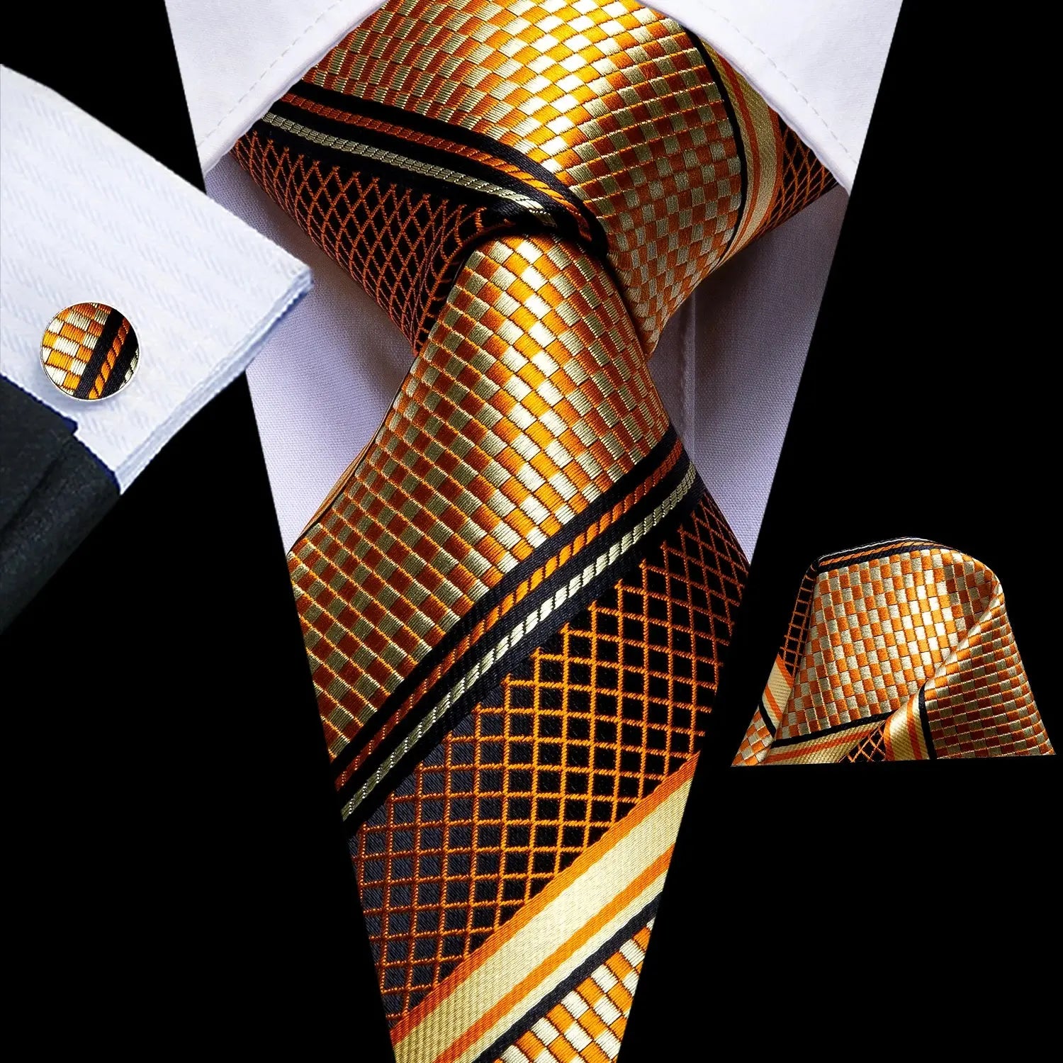 Detailed view of the silk tie's luxurious drape and soft touch.