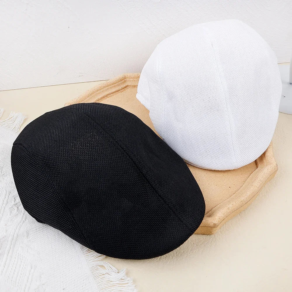 Tailored cotton denim peaked cap showing distinctive shape and quality craftsmanship