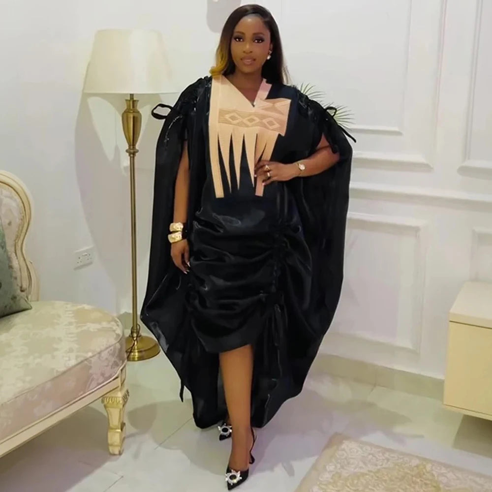 Traditional African Dresses For Women Dashiki Embroidery Maxi Robe Plus Size Boubou 2 PCS Set Clothes Wedding Party Evening Gown