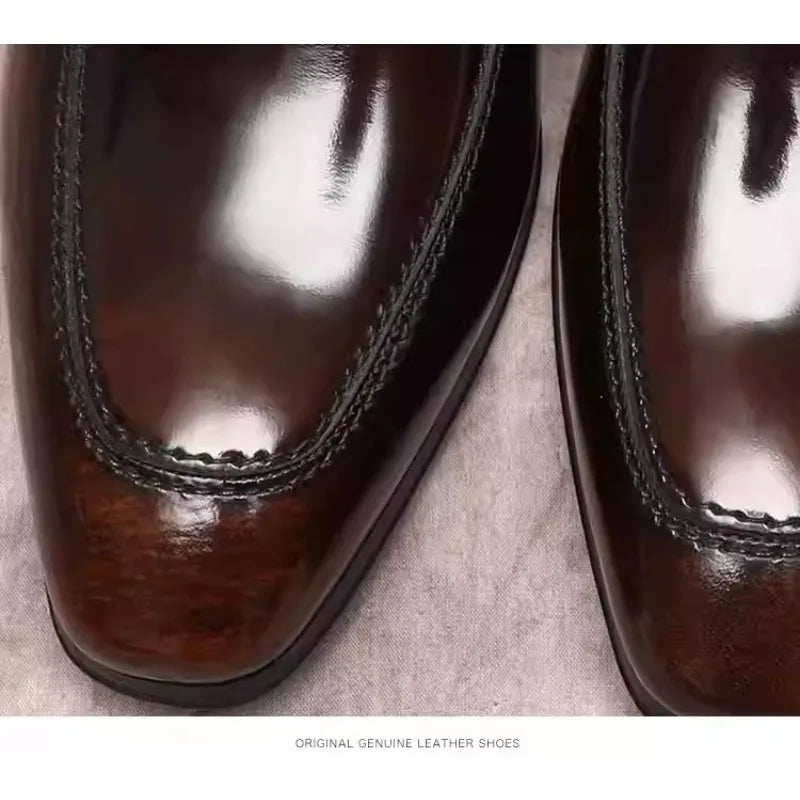 Stylish brown leather loafers with cushioned insole for all-day comfort.