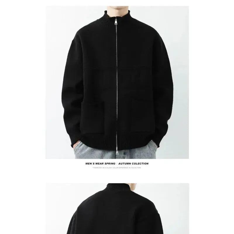 Functional Winter Whisper cardigan in thick polyester, designed for modern style and utility.