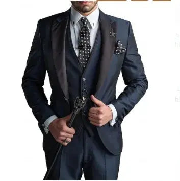 Versatile black suit set perfect for weddings and formal occasions.