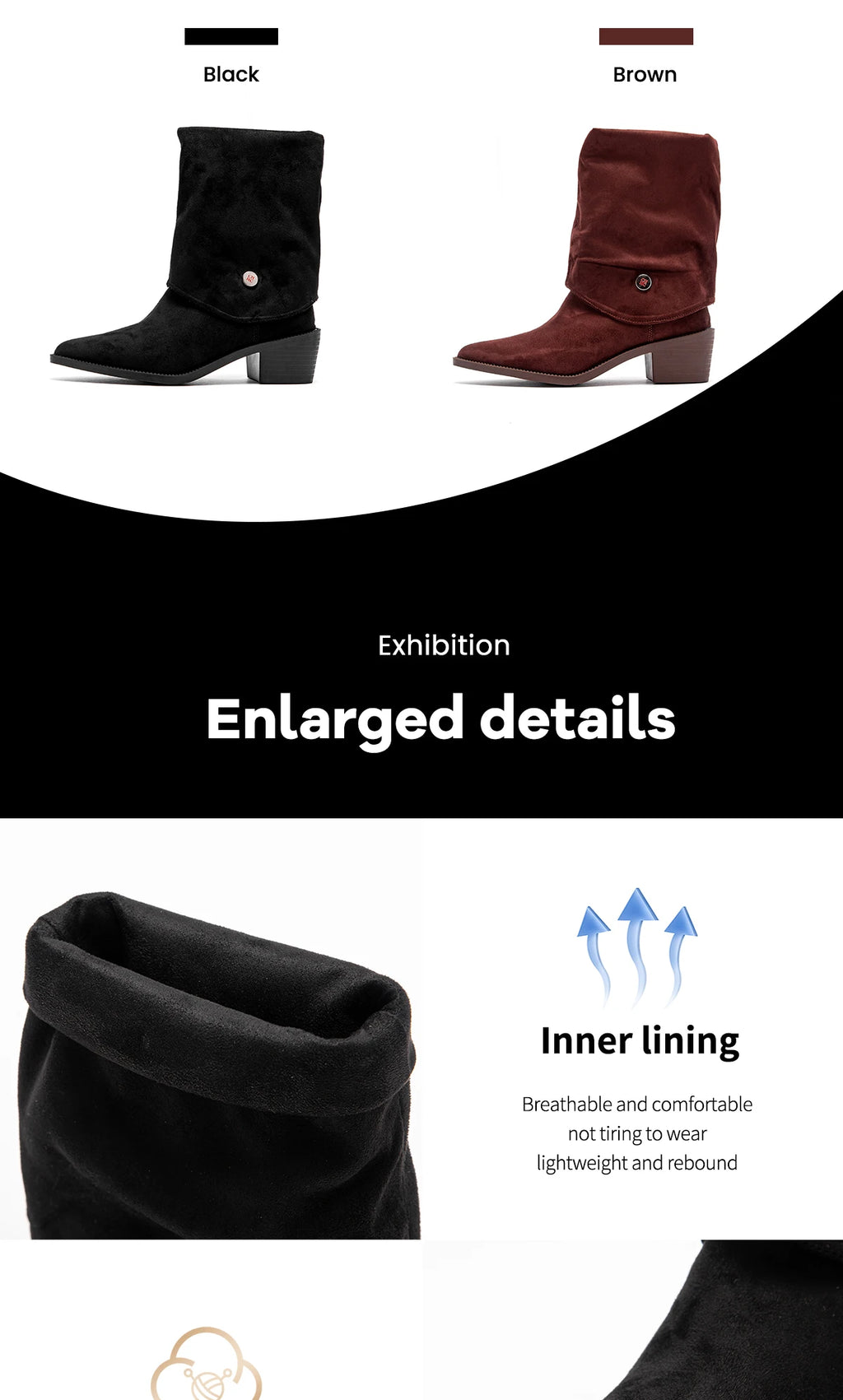 Breathable cotton-lined slouch boots with flat heel for comfortable all-day wear