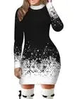 Close-up of the playful snowflake and deer print on the Winter Whimsy Mini Dress.