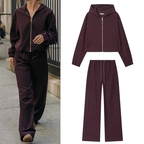 Plush hooded bomber jacket in solid color, perfect for autumn street chic style.