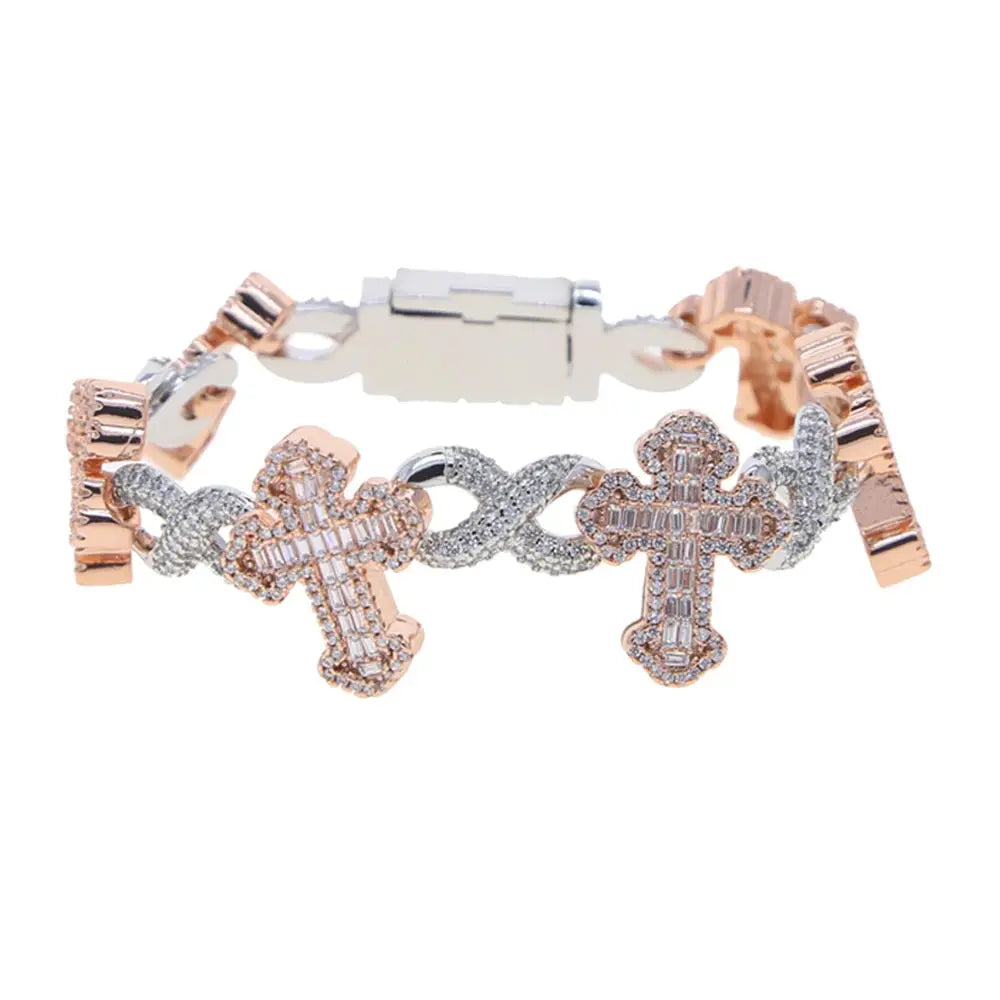 Luxury fashion item: Cross Infinity Charm Bracelet with eye-catching design.